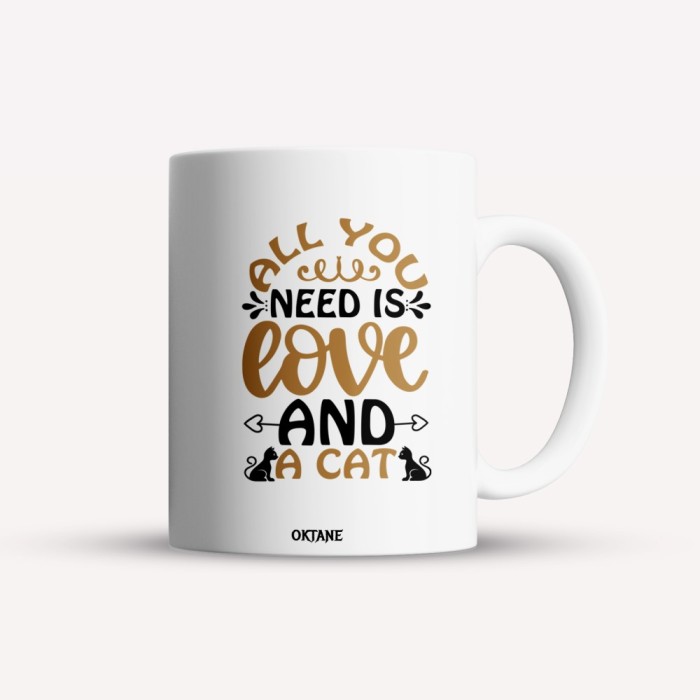 Cana alba personalizata All you need is love and a cat, INOVATIX&reg;. 330ml
