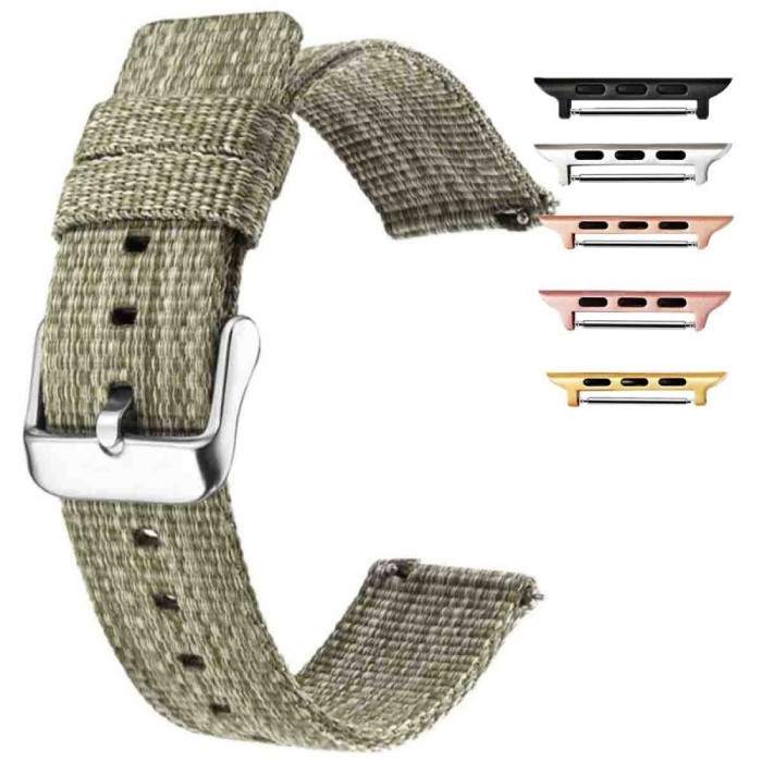 Curea material textil, compatibila cu Apple Watch 10, 46mm, Olive Green