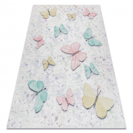 BAMBINO 1610 covor lavabil Fluturi pentru copii anti-alunecare - cremă, 160x220 cm