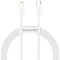 Cablu Date si Incarcare USB-C - Lightning Baseus Superior Series, 20W, 1.5m, Alb CATLYS-B02