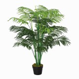 Outsunny Palmier artificial 125 cm, plantă artificială mare cu 18 frunze &icirc;n ghiveci pentru living și balcon | Aosom Romania