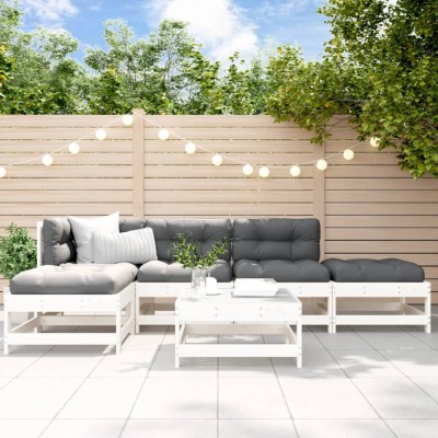 Gossi set mobilier de gradina, 6 piese, alb, lemn masiv pin foto