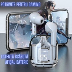 Casti wireless bluetooth,Buds Ultrapods, Audio, Anularea Zgomotului, Fara fir, Afisaj Digital, Microfon, ALBE