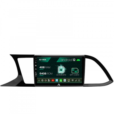 Navigatie Seat Leon 3 (2014-2020), Android 12, A-Octacore 4GB RAM + 64GB ROM, 9 Inch - AD-BGA9004+AD-BGRKIT047 foto