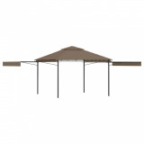 Pavilion extinsii duble acoperiș gri taupe 3x3x2,75 m 180 g/m&sup2;, vidaXL