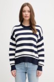 United Colors of Benetton pulover de bumbac femei, culoarea bleumarin, 1494E10CW