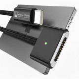 Cablu de Incarcare Magsafe 3, PRESTIGE CHARGE&reg;, pentru Apple Macbook Air / Pro, 140W Maxim, USB C-Magsafe 3, PD3.1, Afisaj Indicator LED, Magnetic, Ma