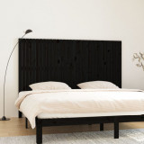 Tablie de pat pentru perete, negru, 204x3x110 cm lemn masiv pin GartenMobel Dekor, vidaXL