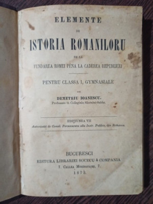 Demetriu Ioanescu - Istoria Romaniloru foto