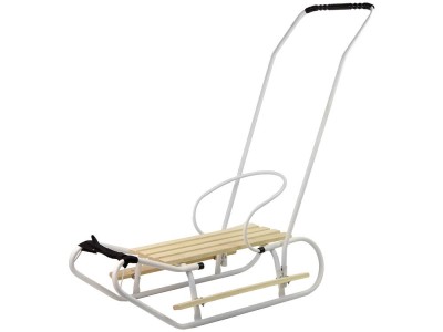 Sanie cu impingator, cadru de metal, alb, 83 x 38 cm, Lean 13364 foto
