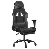 Cumpara ieftin Scaun de gaming cu masaj/suport picioare, negru/gri, piele eco