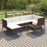 vidaXL Set mobilier de grădină cu perne, 7 piese, maro, poliratan 3094407