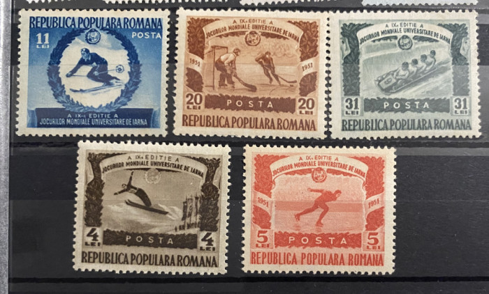 ROMANIA 1951 LP 275 JOCURI MONDIALE UNIVERSITARE, serie MNH