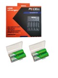 Incarcator USB pentru acumulatori AA, AAA + 4 acumulatori AA, 2600 mAh, Ni-Mh