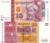 Tadjikistan 10 Somoni 2018 UNC Bancnota Ne流通