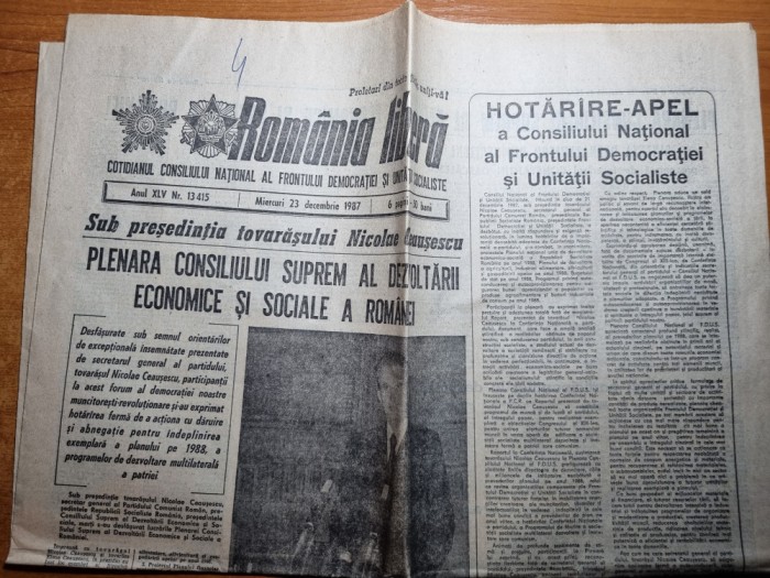 romania libera 23 decembrie 1987-cuvantarea lui ceausescu