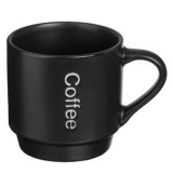 Cana Ceramică Neagră cu Imprimeu Reliefat Coffee, 320ml, CMCLASS