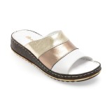 Papuci SHOOZY aurii, EV4621, din piele naturala