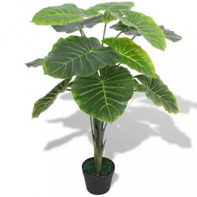 Plantă artificială Taro cu ghiveci, 70 cm, verde foto