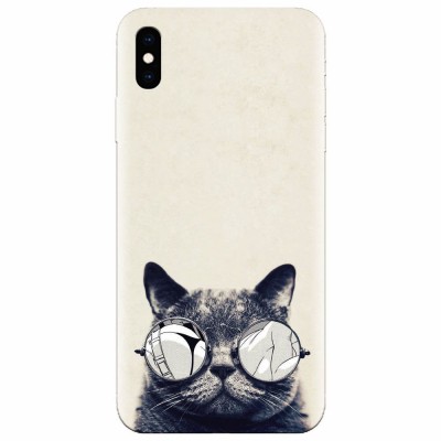 Husa silicon pentru Apple Iphone X, Cool Cat Glasses foto