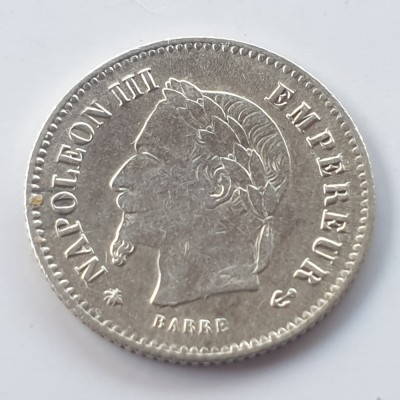 Franța 20 centimes 1867 A/ Paris argint Napoleon lll foto