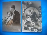 HOPCT 1676 CUPLU-ROMANTICA-FRANTA--LOT 2 CARTI POSTALE VECHI-CIRCULATE