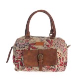 Geanta vintage cu design boho si catarama frontala