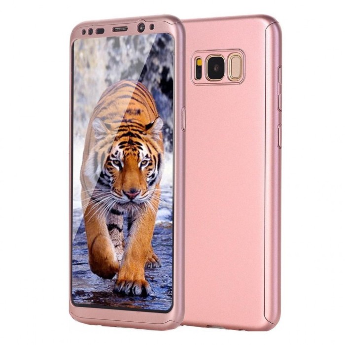 Husa GloMax FullBody Rose-Gold pentru Samsung Galaxy S8 cu folie de sticla inclusa