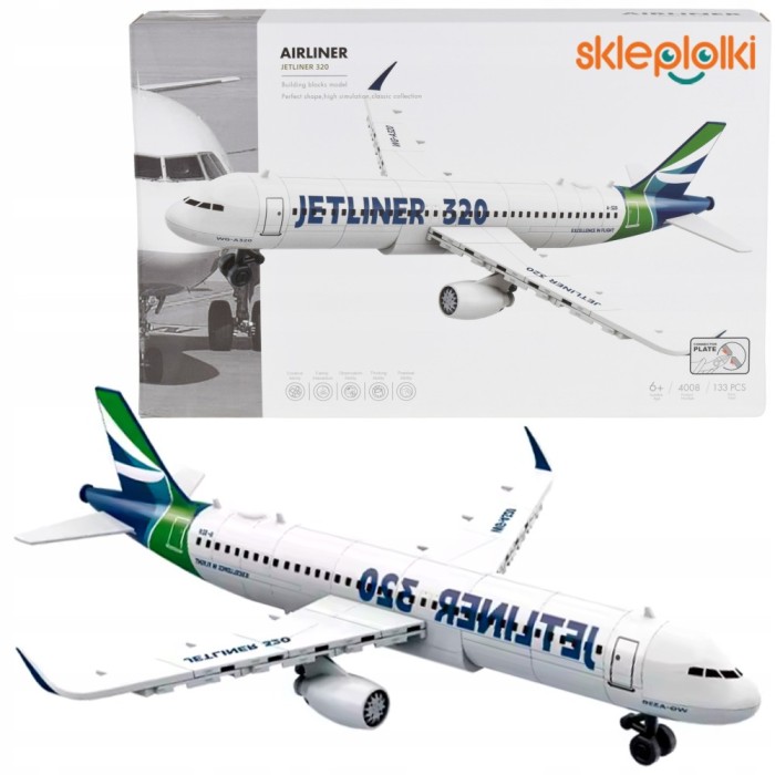SET DE BLOCURI DE CONSTRUCȚIE AVION DE PASAGERI PENTRU COPII MODEL A-320