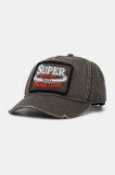 Superdry șapcă de baseball din bumbac culoarea gri, cu imprimeu, W9010177A-02A