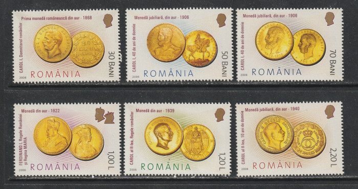 Romania 2006 - #1710 Istoria Monedelor Romanesti - Monede de Aur 6v MNH