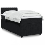 VidaXL Pat box spring cu saltea, negru, 80x200 cm, catifea