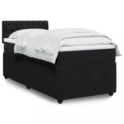 vidaXL Pat box spring cu saltea, negru, 80x200 cm, catifea 3289898 foto