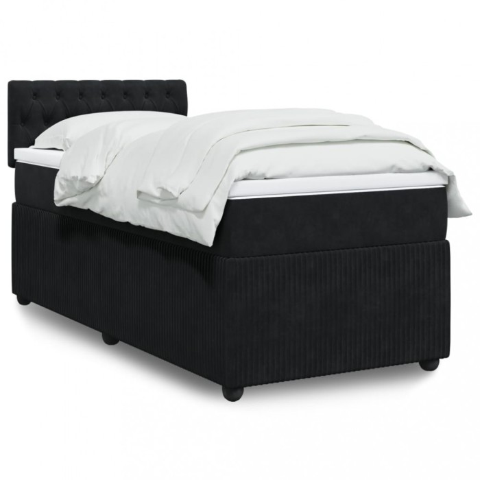 vidaXL Pat box spring cu saltea, negru, 80x200 cm, catifea 3289898