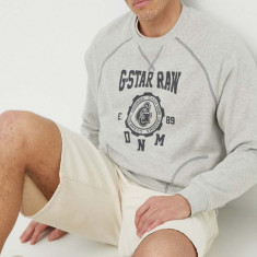G-Star Raw bluza barbati, culoarea gri, cu imprimeu
