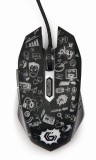 MOUSE GEMBIRD, gaming, cu fir, USB, optic, 3600 dpi, butoane/scroll 6/1, iluminare, cablu 1.5m, negru, &quot;MUS-6B-GRAFIX-01&quot; (timbru verde 0.18 lei)