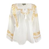 Cumpara ieftin Bluza Alba cu Motiv Floral Auriu - BMG176