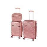 Set Valize 3 Piese Leziter TraveLux Urban XV, ABS Rigid, Roz Somon, Roti 360, Cod Numeric, Cabina