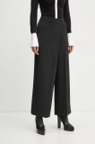 Karl Lagerfeld pantaloni femei, culoarea negru, lat, high waist, A1W10135