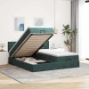 VidaXL Cadru de pat otoman cu saltele, catifea verde &icirc;nchis 180x200cm 3312113