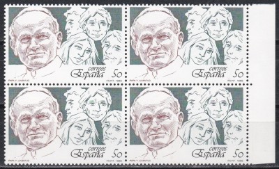 Spania 1989 - Vizita Papei Ioan al II-lea, Bloc de 4, MNH foto