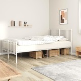 Cumpara ieftin Gossi cadru de pat metalic cu tablie, alb, 150x200 cm