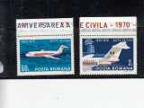 ROMANIA 1970 LP 722 - 50 ANI DE AVIATIE CIVILA IN ROMANIA SERIE MNH, Nestampilat