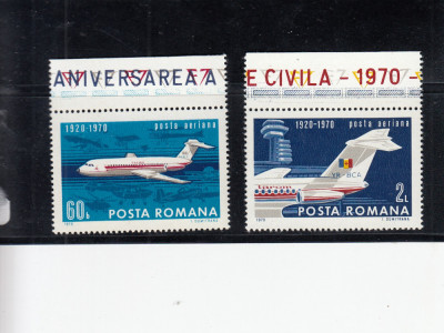 ROMANIA 1970 LP 722 - 50 ANI DE AVIATIE CIVILA IN ROMANIA SERIE MNH foto