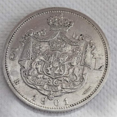 ROMANIA 5 LEI 1901 Argint