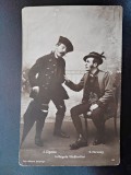 Carte postala, J. Cigalea si G. Carussy in Regele Vanatorilor, inceput de secol XX
