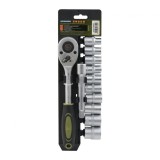 Set 12 piese Heinner CR-V, 1/2, 10 chei tubulare 10-24 mm dimensiune, cheie cu clichet reversibila 1/2, bara de extensie