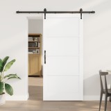 Ușa Glisantă vidaXL cu Set de Hardware Alb 93x202 cm Lemn Masiv Pin