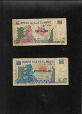 Set Zimbabwe 10 + 20 dollars 1997 foto