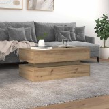 VidaXL Măsuță de cafea cu lumini LED, stejar artizanal, 90x50x40 cm